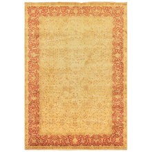 6x9 Beige, Burnt Orange, Mint Color Hand Knotted Agra Wool Traditional Oriental Rug