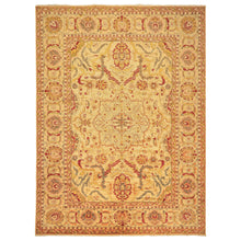 10x14 Beige, Lime, Peach Color Hand Knotted Oushak Wool Traditional Oriental Rug