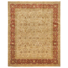 8x10 Beige, Burnt Orange, Mint Color Hand Knotted Agra Wool Traditional Oriental Rug