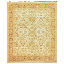9x12 Warm Beige, Gold, Turquoise Color Hand Knotted Agra Wool Traditional Oriental Rug