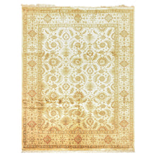 8x10 Beige, Rose, Mint Color Hand Knotted Oushak New Zealand Wool Transitional Oriental Rug