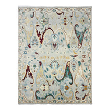 Multi Size Mint Gray Ivory Color Hand Knotted Oushak Wool  Oriental Rug