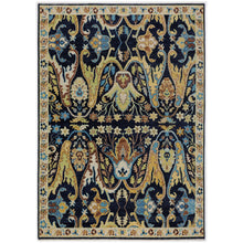 Multi Size Navy Mint Ivory Color Hand Knotted Oushak Wool  Oriental Rug