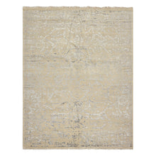 8x10 Beige, Gray, Color Hand Knotted Oushak Wool & Bamboo Silk Modern & Contemporary Oriental Rug
