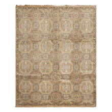 8x10 Beige, Tan, Turqoiuse Color Hand Knotted Bakhtiari Wool & Silk Transitional Oriental Rug