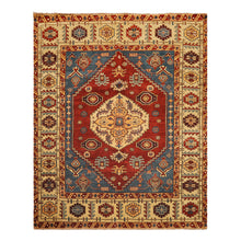 8x10 Rust, Light Gold, Blue Color Hand Knotted Oushak Wool Transitional Oriental Rug
