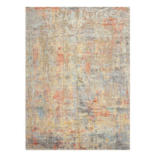 9x12 Beige, Coral, Aqua Color Hand Knotted Sherpa Wool & Bamboo Silk Modern & Contemporary Oriental Rug