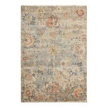 6x9 Celadon, Beige, Orange Color Hand Knotted Indo Oushak Wool Traditional Oriental Rug