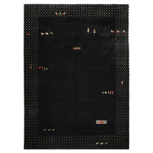 8x11 Black, Ivory, Green Color Hand Knotted Gabbeh Wool Modern & Contemporary Oriental Rug