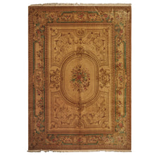 8x11 Tan, Rose, Brown Color Hand Knotted French Aubusson Savonnerie Wool Traditional Oriental Rug