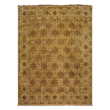 9x12 Light Gold, Tan, Brown Color Hand Knotted Agra Wool Transitional Oriental Rug