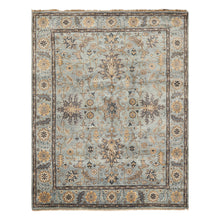 8x10 Aqua, Gray, Tan Color Hand Knotted Oushak Wool Traditional Oriental Rug