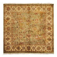 8' Square Pistachio, Beige, Rust Color Hand Knotted Agra New Zealand Wool Traditional Oriental Rug