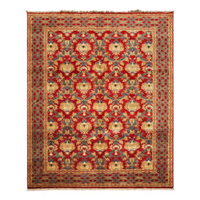 8x10 Red, Gold, Navy Color Hand Knotted Agra Wool Traditional Oriental Rug