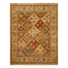 8x10 Beige, Tan, Aqua Color Hand Knotted Agra Wool Transitional Oriental Rug