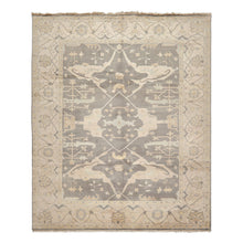 8x10 Gray, Ivory, Light Gold Color Hand Knotted Oushak Wool Traditional Oriental Rug