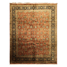 8x10 Rust, Black, Sage Color Hand Knotted Sarouk New Zealand Wool Traditional Oriental Rug