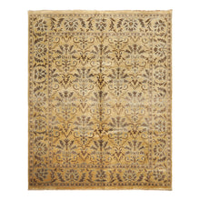 8x10 Gold, Brown, Aqua Color Hand Knotted Oushak Wool Transitional Oriental Rug