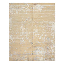8x10 Ivory, Silver, Gray Color Hand Knotted Sherpa Tibetan Wool & Bamboo Silk Modern & Contemporary Oriental Rug