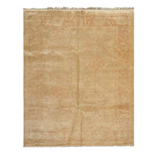 8x10 Beige, Blush, Light Gold Color Hand Knotted Oushak Wool Traditional Oriental Rug