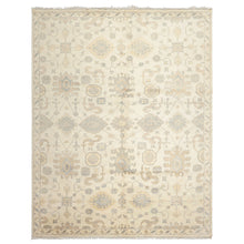 8x10 Ivory, Gray, Tan Color Hand Knotted Oushak Wool Traditional Oriental Rug