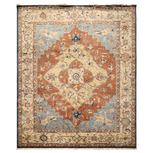 8x10 Rust, Gold, Beige Color Hand Knotted Heriz Wool Traditional Oriental Rug