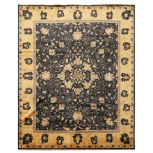 8x10 Charcoal, Gold, Tan Color Hand Knotted Oushak Wool Traditional Oriental Rug