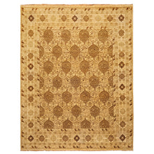 8x10 Gold, Tan, Beige Color Hand Knotted Agra Wool Transitional Oriental Rug
