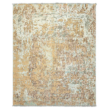 8x10 Camel, Aqua, Brown Color Hand Knotted Sherpa Wool & Bamboo Silk Modern & Contemporary Oriental Rug