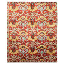 8x10 Burnt Orange, Aqua, Gray Color Hand Knotted Tibetan Wool Traditional Oriental Rug