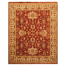 8x10 Rust, Light Gold, Caramel Color Hand Knotted Oushak Wool Traditional Oriental Rug