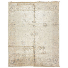 8x10 Ivory, Taupe, Gray Color Hand Knotted Oushak Bamboo Silk Traditional Oriental Rug