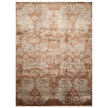 Multi Size Mocha Aqua Color Hand Knotted Tibetan Wool & silk Transitional Oriental Rug