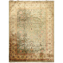 9x12 Sage, Beige, Rose Color Hand Knotted Oushak 100% Bamboo Silk Traditional Oriental Rug