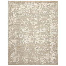 8x10 Tone on Tone Gray, , Color Hand Knotted Oushak Wool & Bamboo Silk Traditional Oriental Rug