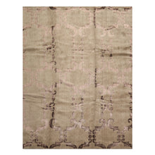 8x10 Gray, Taupe, Color Hand Loomed Tibetan Wool & Bamboo Silk Transitional Oriental Rug