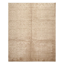 8x10 Beige, Taupe, Color Hand Knotted Tibetan Wool & Bamboo Silk Transitional Oriental Rug