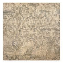 8' Square Beige, Gray, Taupe Color Hand Knotted Tibetan Wool Transitional Oriental Rug