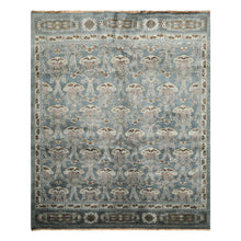 8x10 Aqua, Taupe, Brown Color Hand Knotted Tibetan Wool Traditional Oriental Rug