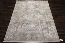 8x10 Moss, Gray, Blue Color Hand Knotted Tibetan Sherpa Wool & Bamboo Silk Modern & Contemporary Oriental Rug