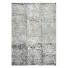 8x10 Slate, Blue, Gray Color Hand Knotted Sherpa Bamboo Silk Modern & Contemporary Oriental Rug