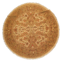 8 Round Tan, Sage, Rust Color Hand Knotted Soumak Wool Traditional Oriental Rug