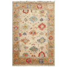 6x9 Beige, Peach, Blue Color Hand Knotted Oushak Wool Traditional Oriental Rug