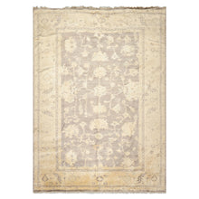 9x12 Taupe, Ivory, Gray Color Hand Knotted Oushak New Zealand Wool Transitional Oriental Rug