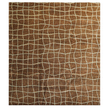 8x10 Brown, Aqua, Color Hand Knotted Tibetan Wool Modern & Contemporary Oriental Rug