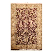 6x9 Maroon, Gold, Sage Color Hand Knotted Agra New Zealand Wool Traditional Oriental Rug