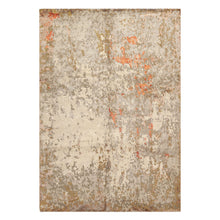 6x9 Beige, Brown, Gray Color Hand Knotted Tibetan Wool & Bamboo Silk Modern & Contemporary Oriental Rug