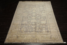 9x12 Gray, Ivory, taupe Color Hand Knotted Oushak New Zealand Wool Transitional Oriental Rug