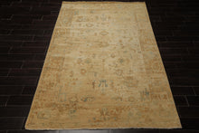6x9 Beige, Gold, Mint Color Hand Knotted Oushak Wool Traditional Oriental Rug