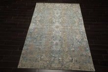 6x9 Moss, Aqua, Beige Color Hand Knotted Sherpa Bamboo Silk & Wool Modern Oriental Rug
